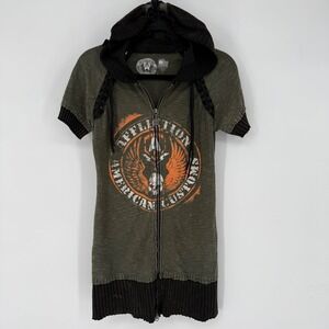 Affliction Green and Black Hooded Sweatshirt